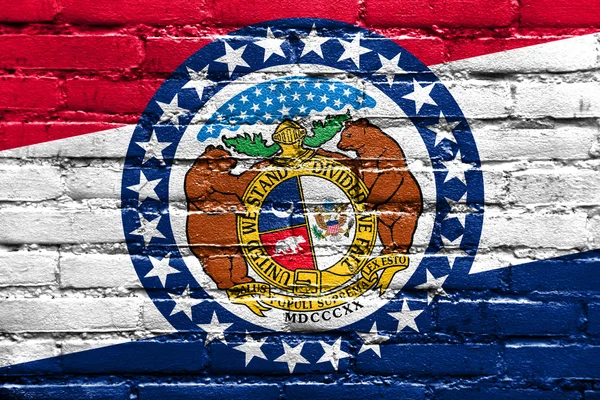 Missouri State Flag painted on brick wall — Stock Photo, Image