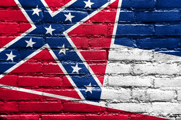 Mississippi State Flag geschilderd op bakstenen muur — Stockfoto