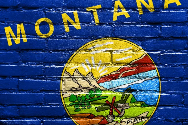 蒙大拿州旗画上墙面砖 ； — 图库照片