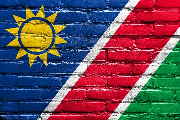 Flaga Namibii, malowane na mur z cegły — Zdjęcie stockowe