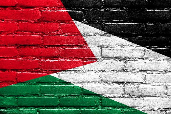 Palestine Flag painted on brick wall — Stock Photo, Image