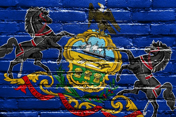 宾夕法尼亚州州旗画上墙面砖 ； — 图库照片
