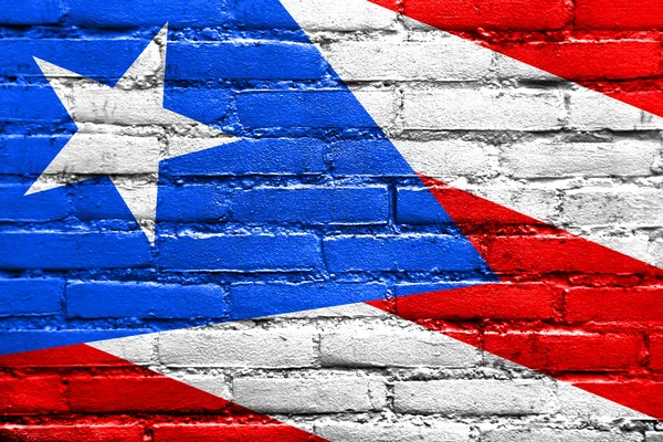 Puerto rico flag målade på tegelvägg — Stockfoto