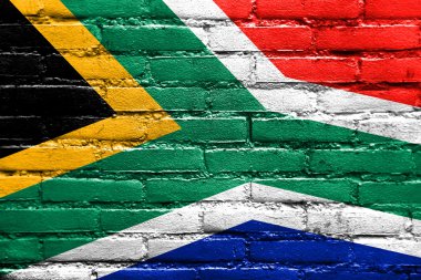 Güney Afrika bayrak tuğla duvara boyalı