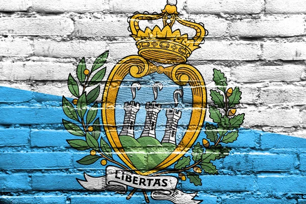 San Marino Flag painted on brick wall — Stock Photo, Image