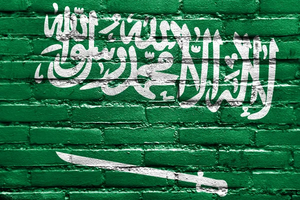 Saudi Arabia Flag painted on brick wall — Stock Photo, Image