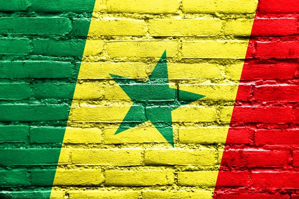 Bandiera Senegal dipinta su muro di mattoni — Foto Stock