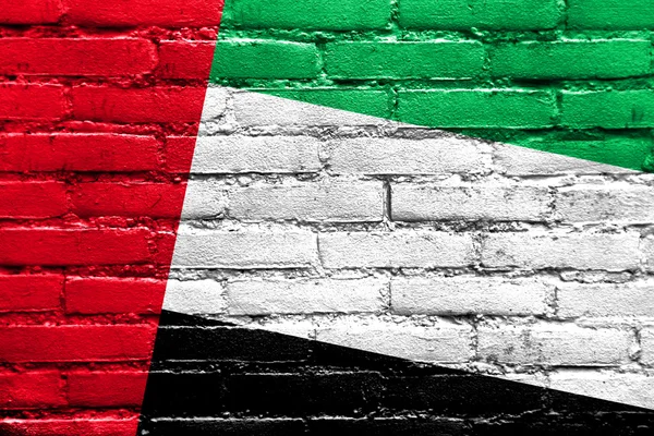 Bandera de los Emiratos Árabes Unidos pintada en pared de ladrillo —  Fotos de Stock