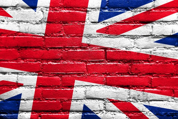 Flaga Wielkiej Brytanii malowane na ścianie z cegły — Zdjęcie stockowe