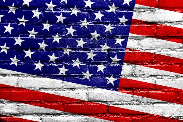 US-Flagge an Ziegelwand gemalt — Stockfoto