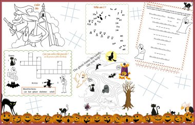 Placemat Halloween Printable Activity Sheet  2