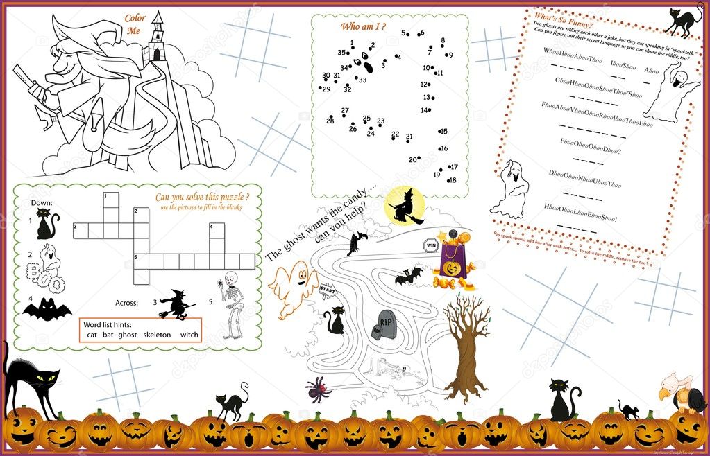 Placemat Halloween Printable Activity Sheet  2
