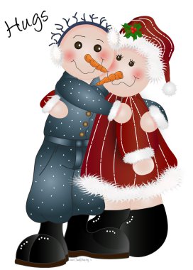 Hugs ~ Snow Couple clipart