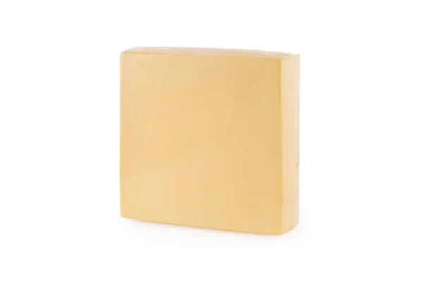 白色背景上的一大方块奶酪 — 图库照片