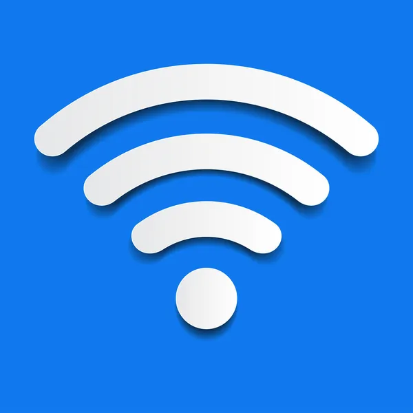 Wifi de papel sobre un fondo azul — Vector de stock