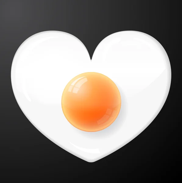 Heart of fried egg — Stock Vector