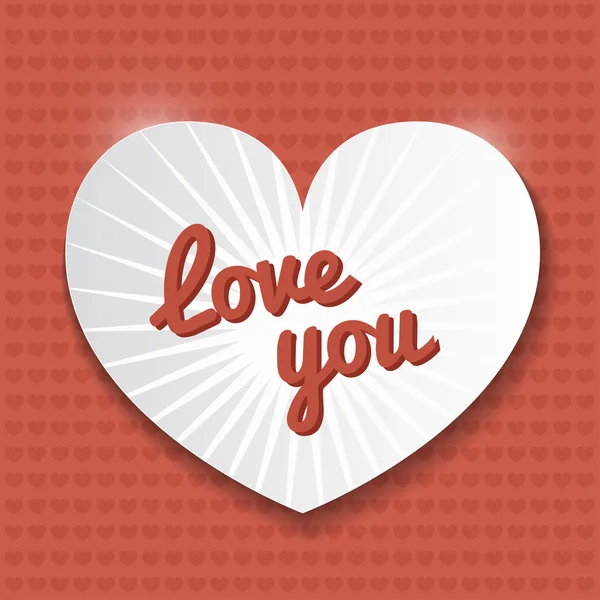 Postcard love you. Paper heart. — Stock Vector