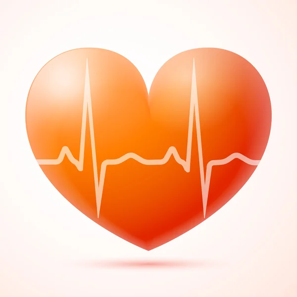 Red heart with pulse — Stock Vector