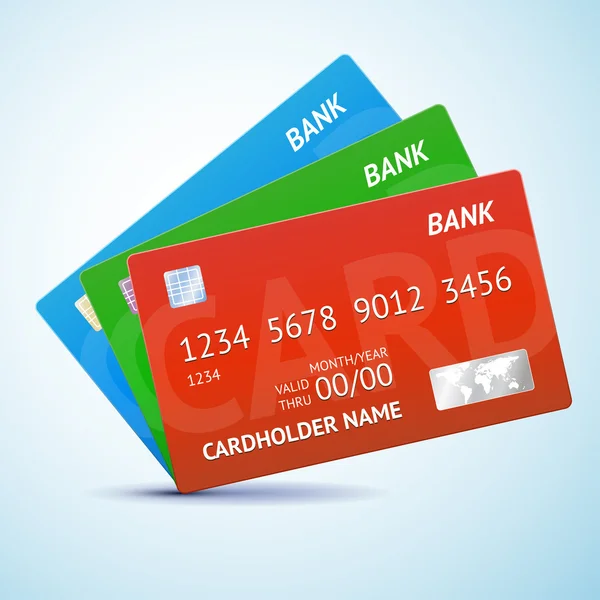 Üç kredi kartları Stok Illüstrasyon