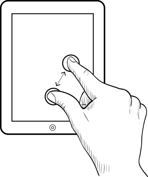 Pizzica per ingrandire il tablet — Vettoriale Stock