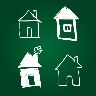 evler çizilmiş bir dizi