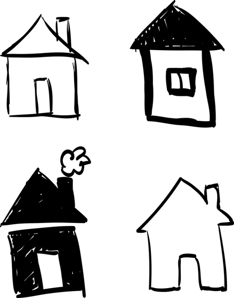 Set di case disegnate a mano — Vettoriale Stock