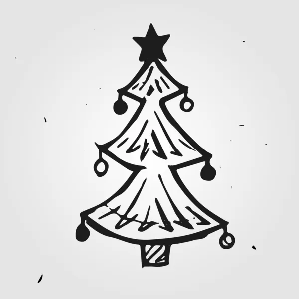 Kerstboom hand getrokken — Stockvector