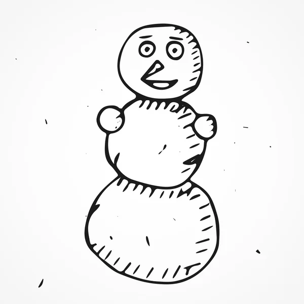 Muñeco de nieve dibujado a mano — Vector de stock