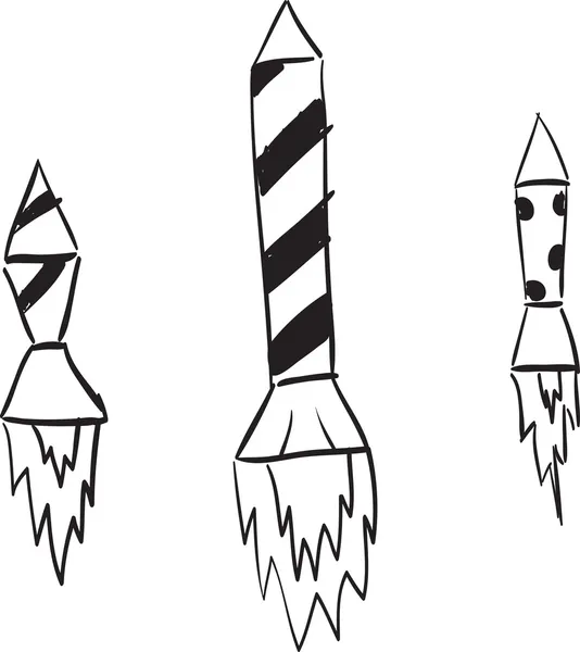 Conjunto de foguetes desenhados à mão —  Vetores de Stock