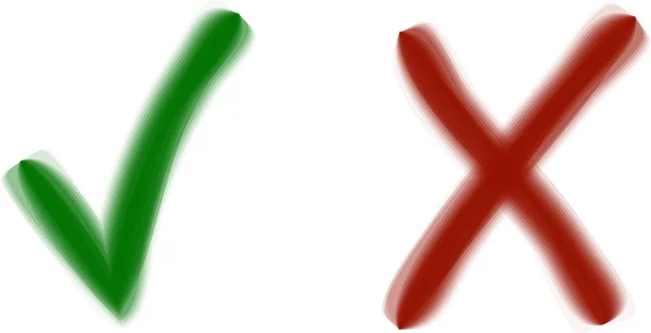Vérification aquarelle et croix — Image vectorielle