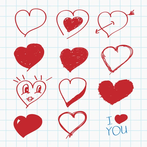 Hand drawn hearts — Stock Vector