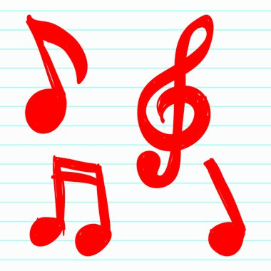 Notlar çizilmiş müzik seti