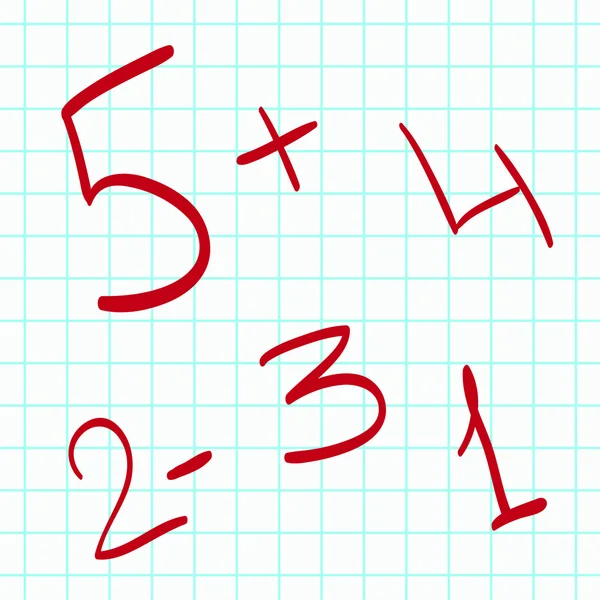 Numbers in school notebook — Stock Vector