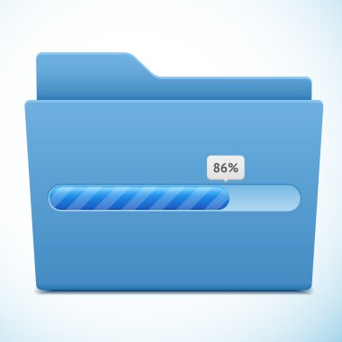 Vector blue folder with progress bar isolated clipart