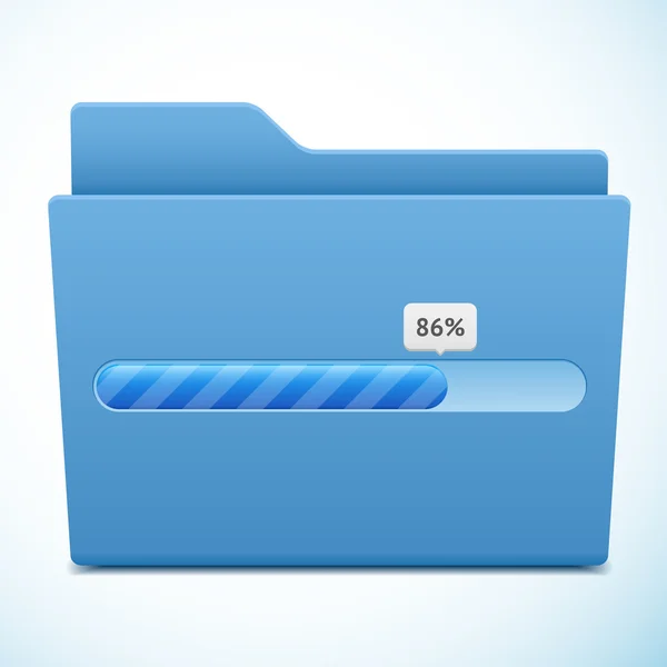 Vector blue folder with progress bar isolated — Stock Vector