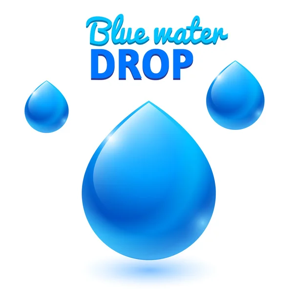 Blue water drop with inscription — Stock Vector