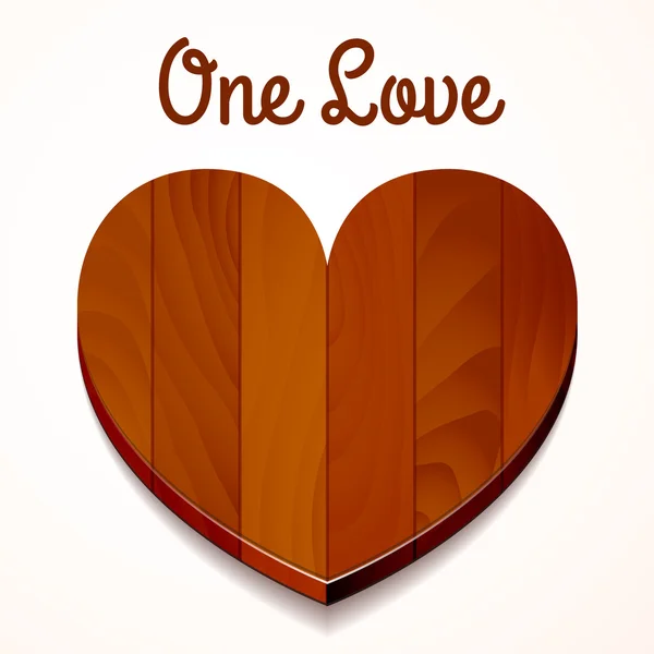 Vector one love wood heart — Stock Vector