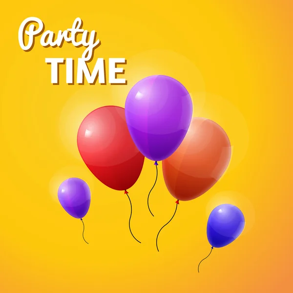 Vector party time inscription with balloons — Stock Vector