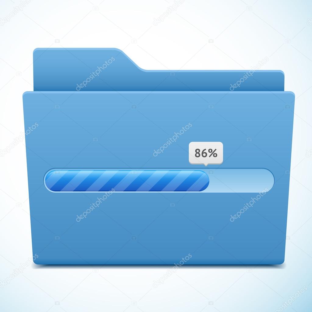 Vector blue folder with progress bar isolated