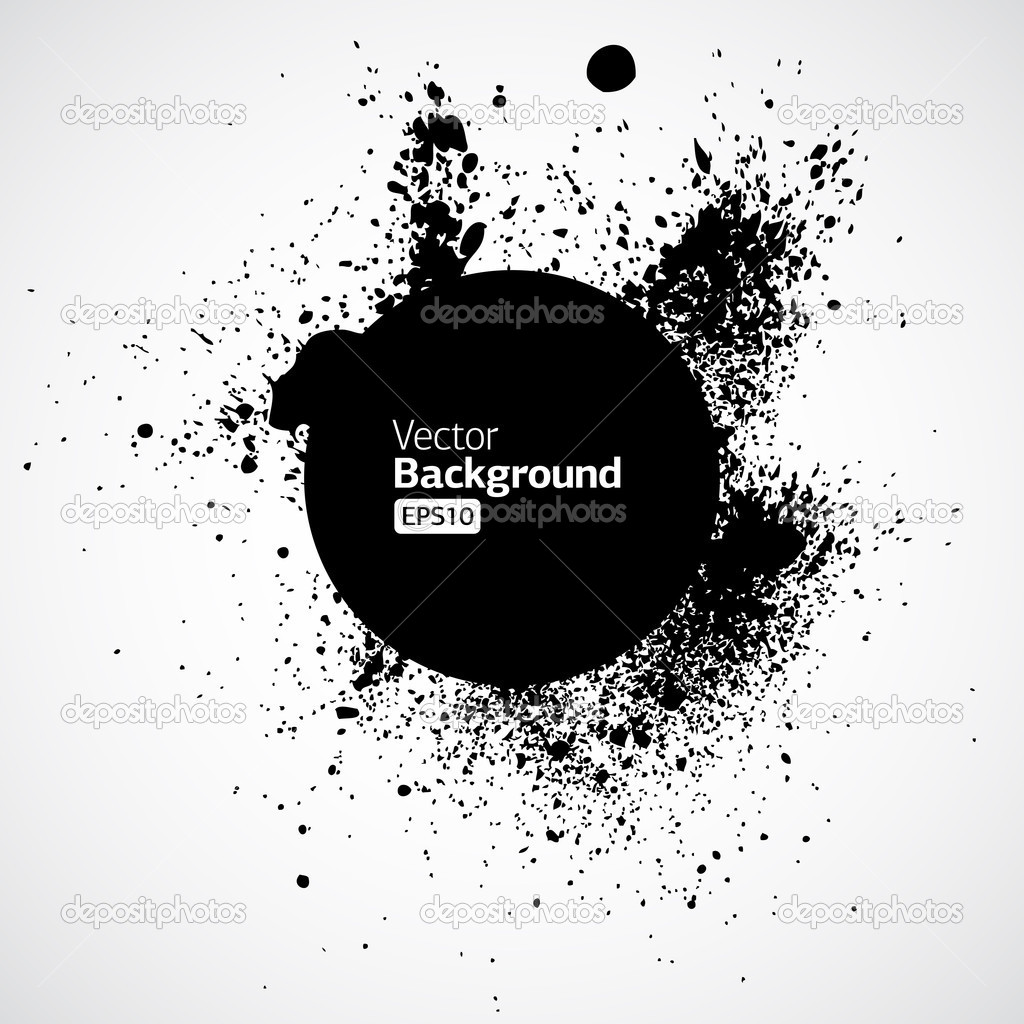 Black grunge ink splat shapes