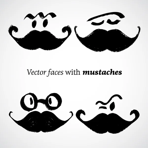 Mustaches with faces set — Stock Vector