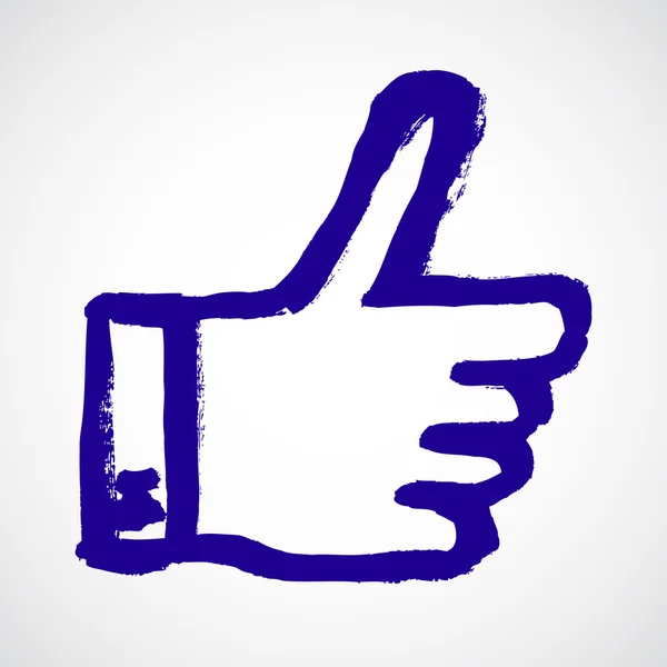 Vector thumb up blue hand symbol — Stock Vector