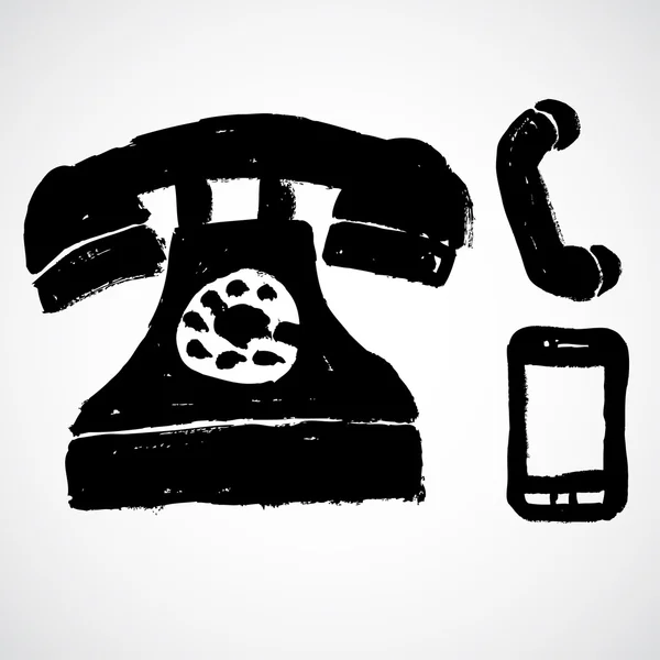 Set di icone dei telefoni grunge — Vettoriale Stock