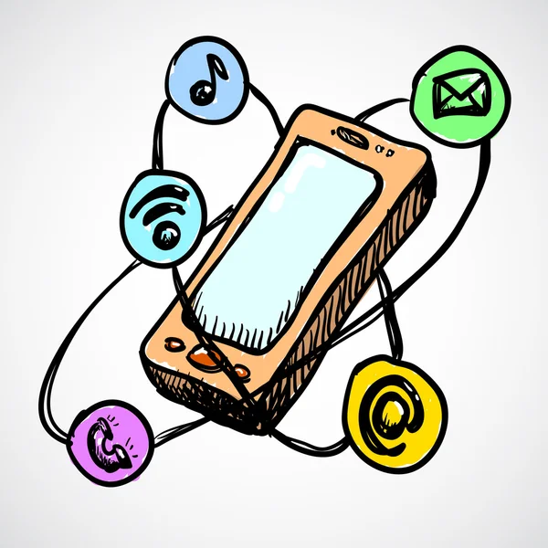 Concept de smartphone Doodle — Image vectorielle