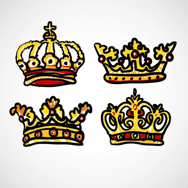 Conjunto de coronas de garabatos — Vector de stock