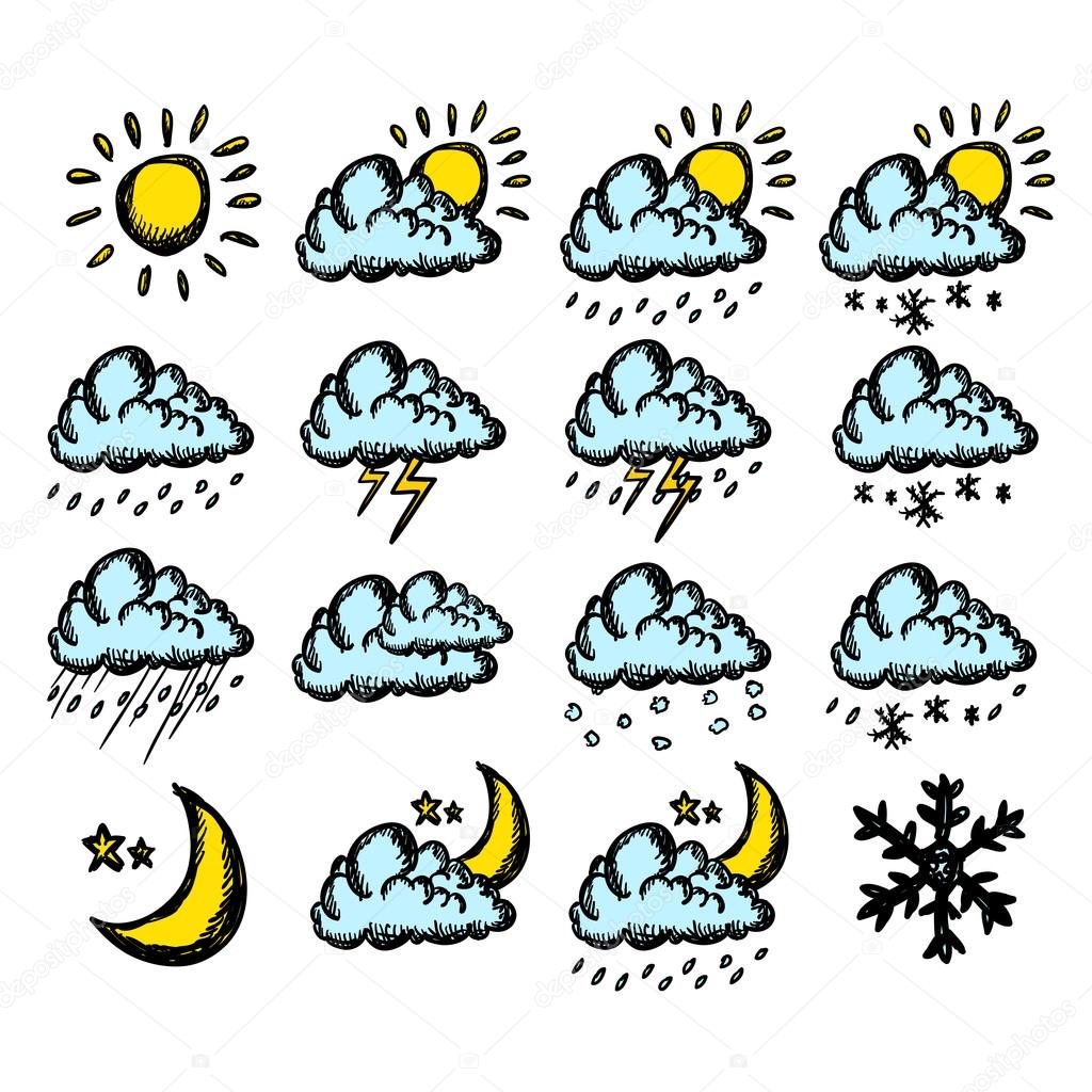 Weather hand drawing icons