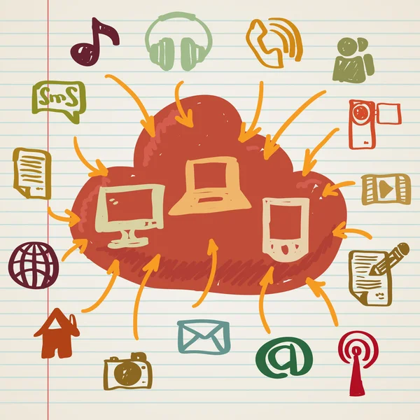 sosyal medya illüstrasyon karalama stilinde