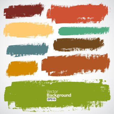 Vector set of grunge colorful brush strokes