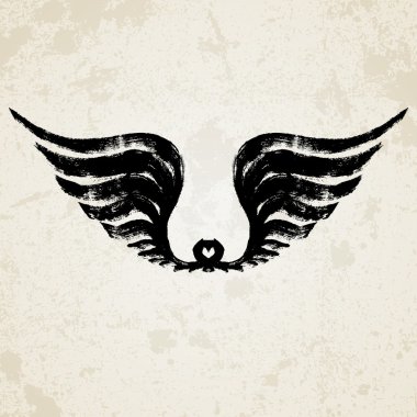 kanatları mürekkep çizim silueti