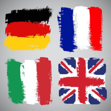 Grunge Avrupa bayrakları, vektör set
